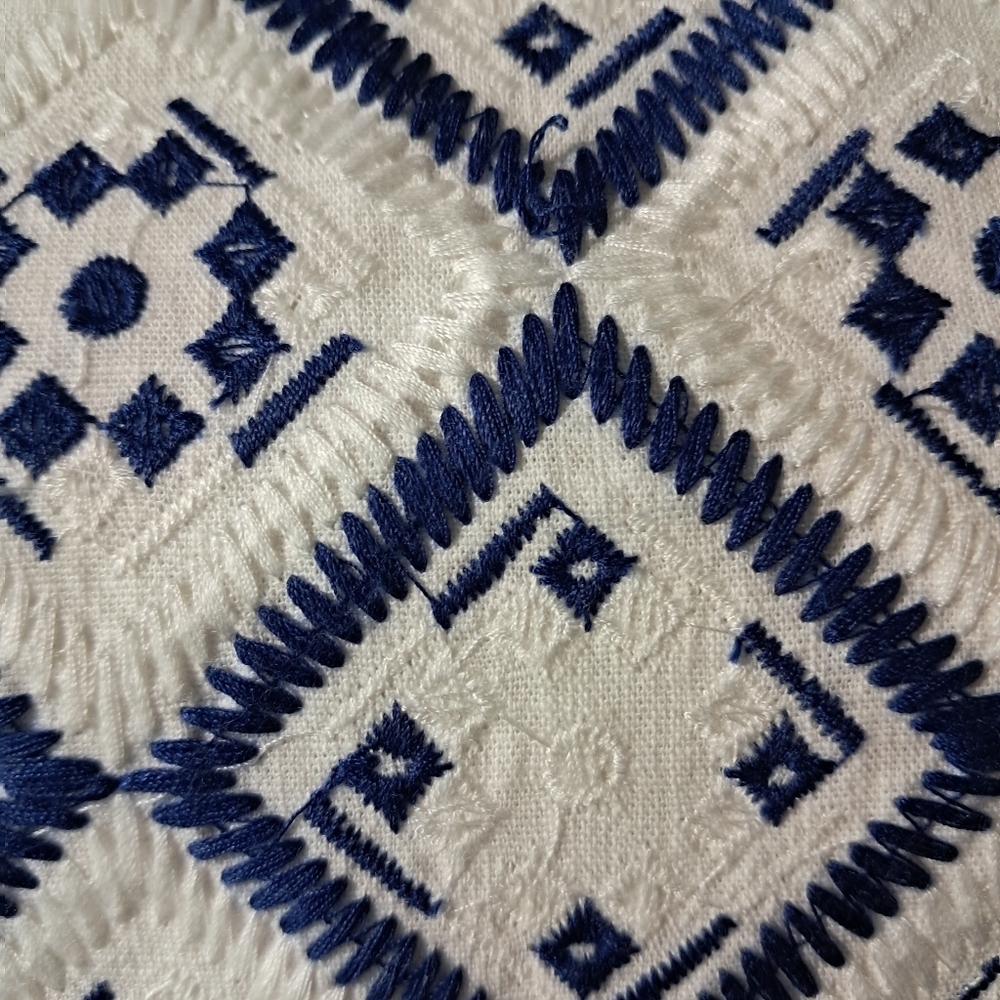 Embroidered Geometric Cotton Shift Midi Dress - Picture 7 of 7
